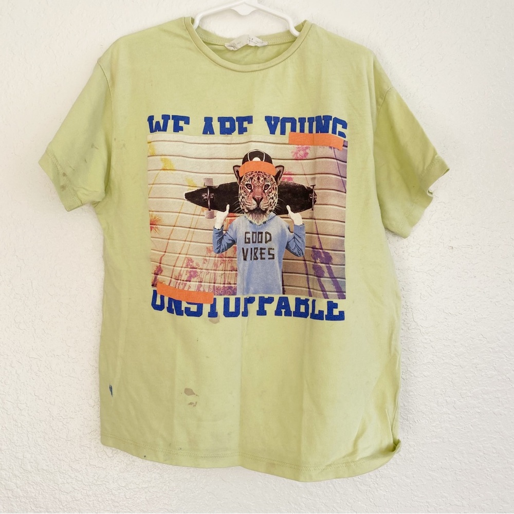 ZARA Boys Yellow Skateboard Short Sleeve Tee